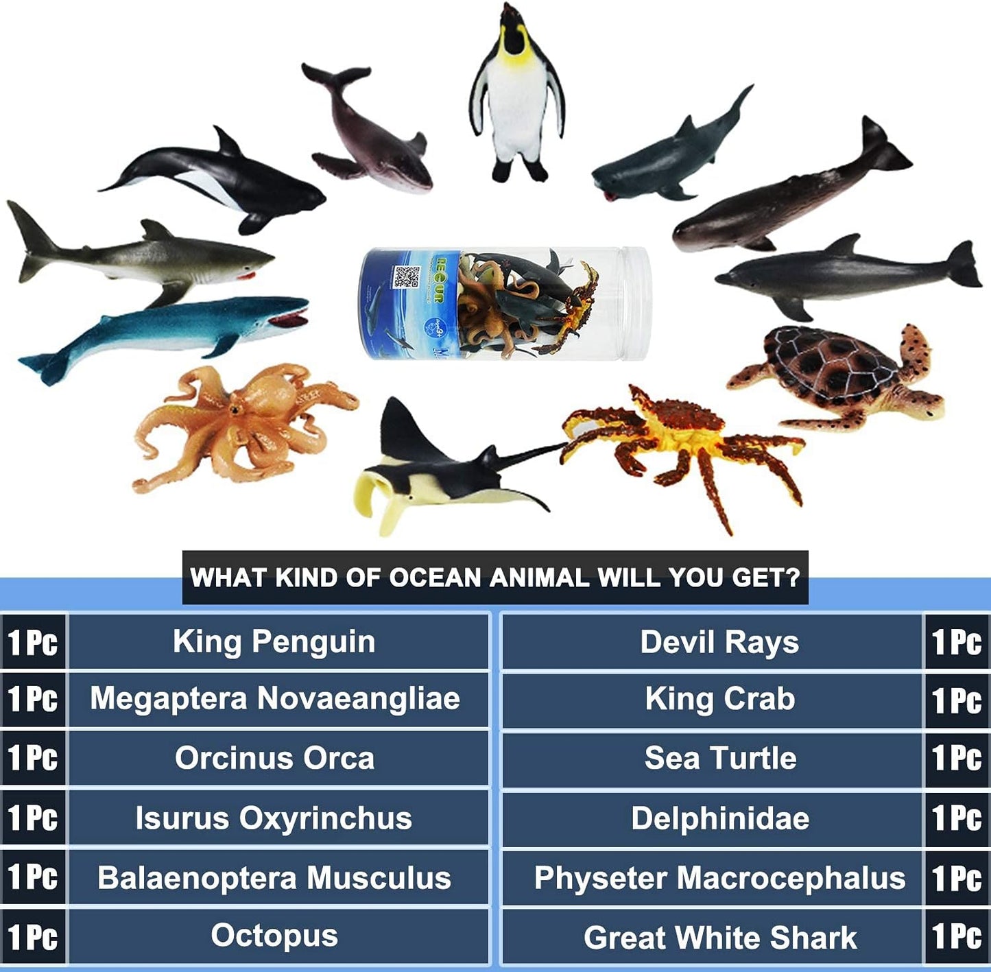 Sea Animal Toys for Kids 12Pcs Ocean Animal Figures Mini Animal Toys Figures under the Sea Party Favor for Boy Including Shark Octopus Crab Plastic Animal Figurines Bath Toys