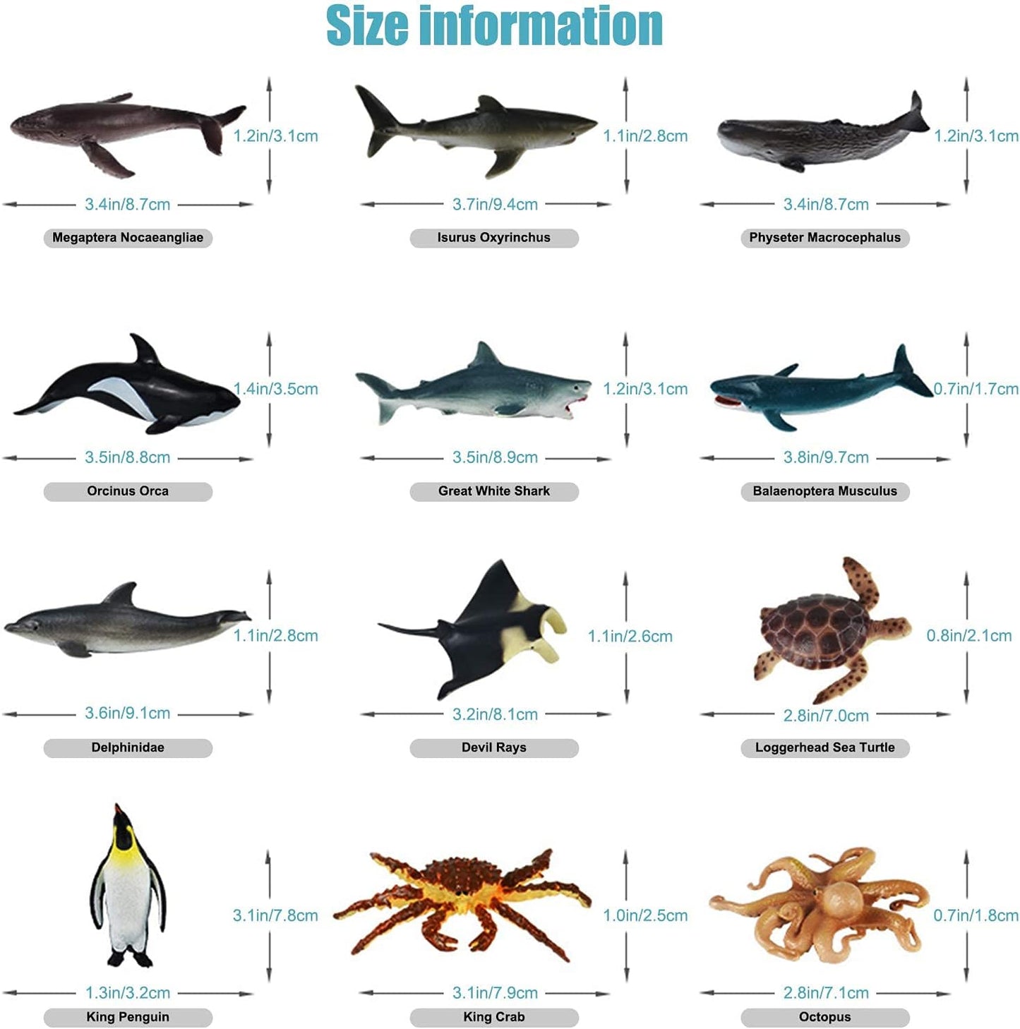 Sea Animal Toys for Kids 12Pcs Ocean Animal Figures Mini Animal Toys Figures under the Sea Party Favor for Boy Including Shark Octopus Crab Plastic Animal Figurines Bath Toys