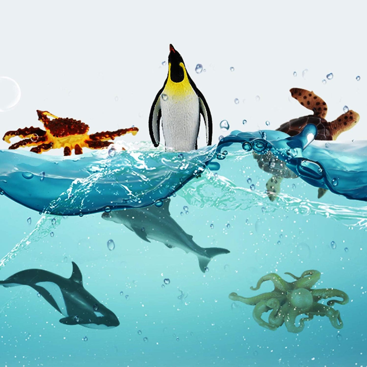 Sea Animal Toys for Kids 12Pcs Ocean Animal Figures Mini Animal Toys Figures under the Sea Party Favor for Boy Including Shark Octopus Crab Plastic Animal Figurines Bath Toys