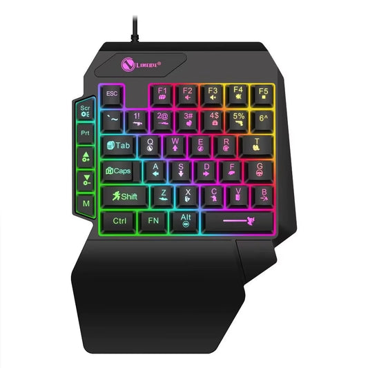 USB Keyboard Mini One Handedly Keyboard Luminous Ultra-Slim Single Hand Keyboard USB Wired Gaming Keyboard Smartphone