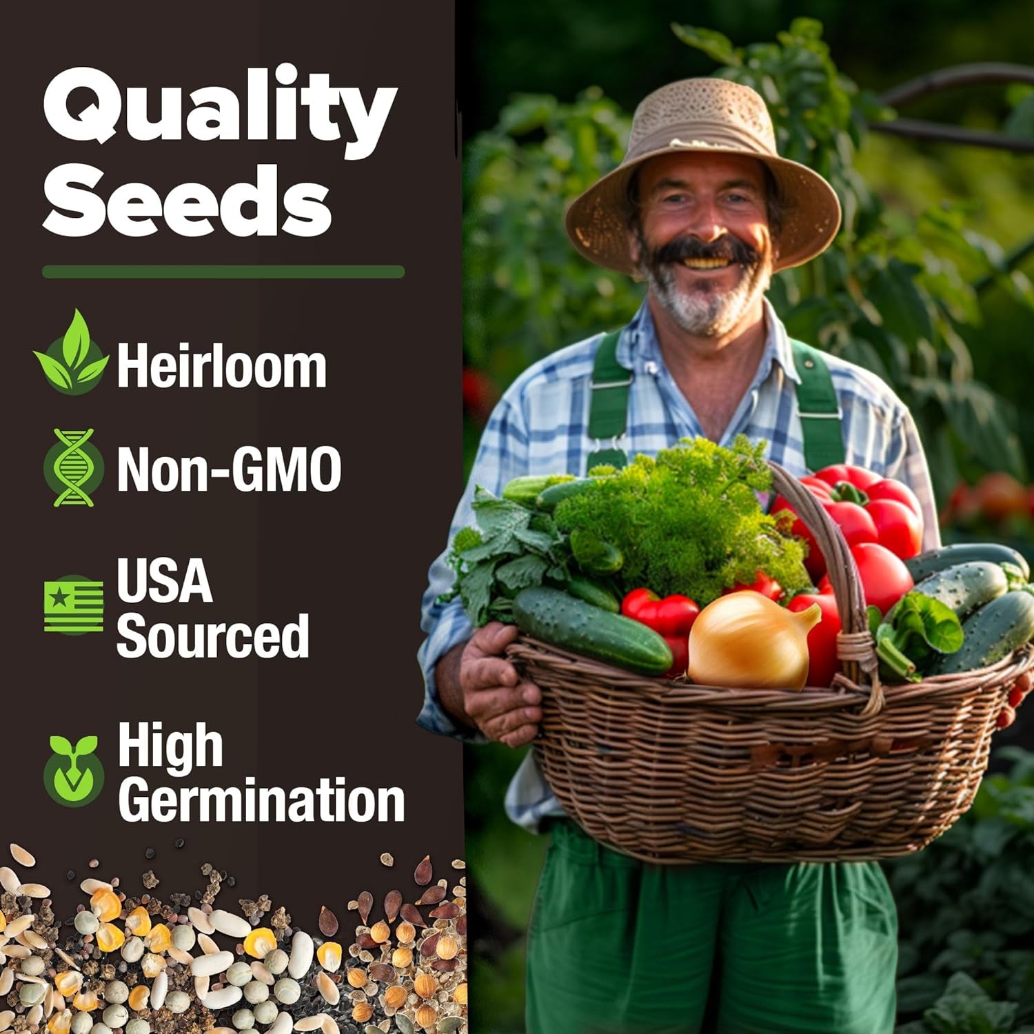 55 Vegetable Seeds Pack – 28,000+ 𝗨𝗦𝗔 Heirloom 𝗡𝗢𝗡-𝗚𝗠𝗢 Seeds for Planting – Spring, Fall, Winter Garden Kit – Survival Seed Vault for Preppers & Gardeners – Gift for Men & Women