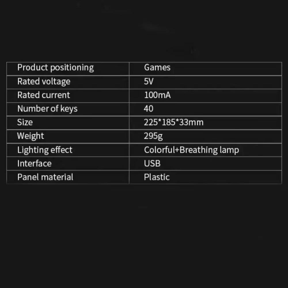USB Keyboard Mini One Handedly Keyboard Luminous Ultra-Slim Single Hand Keyboard USB Wired Gaming Keyboard Smartphone