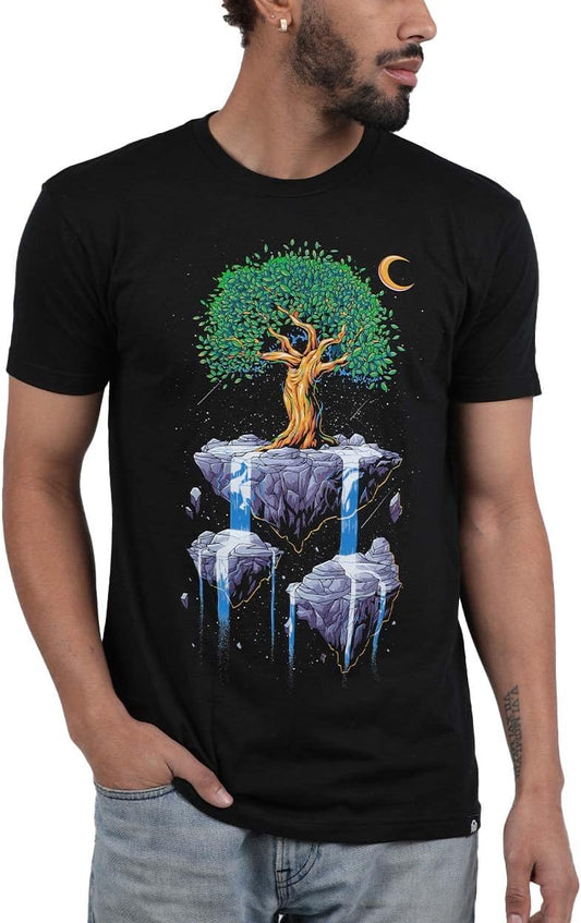 Infinite Falls Mens Graphic Tee - Cool Novelty Design Crewneck T Shirts for Guys (Black, 4X-Large)