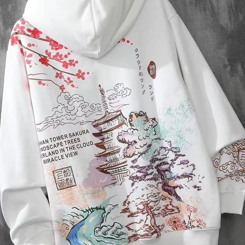 Anime Hoodies Sweatshirts Chinese Style Men Black Hoodies Sweatshirts Harajuku Oversized Pullovers Sweatshirts for Women CS455